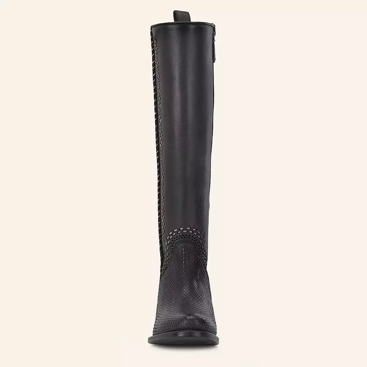 1X4IPH - Cuadra black casual fashion python skin stitched tall boots for women