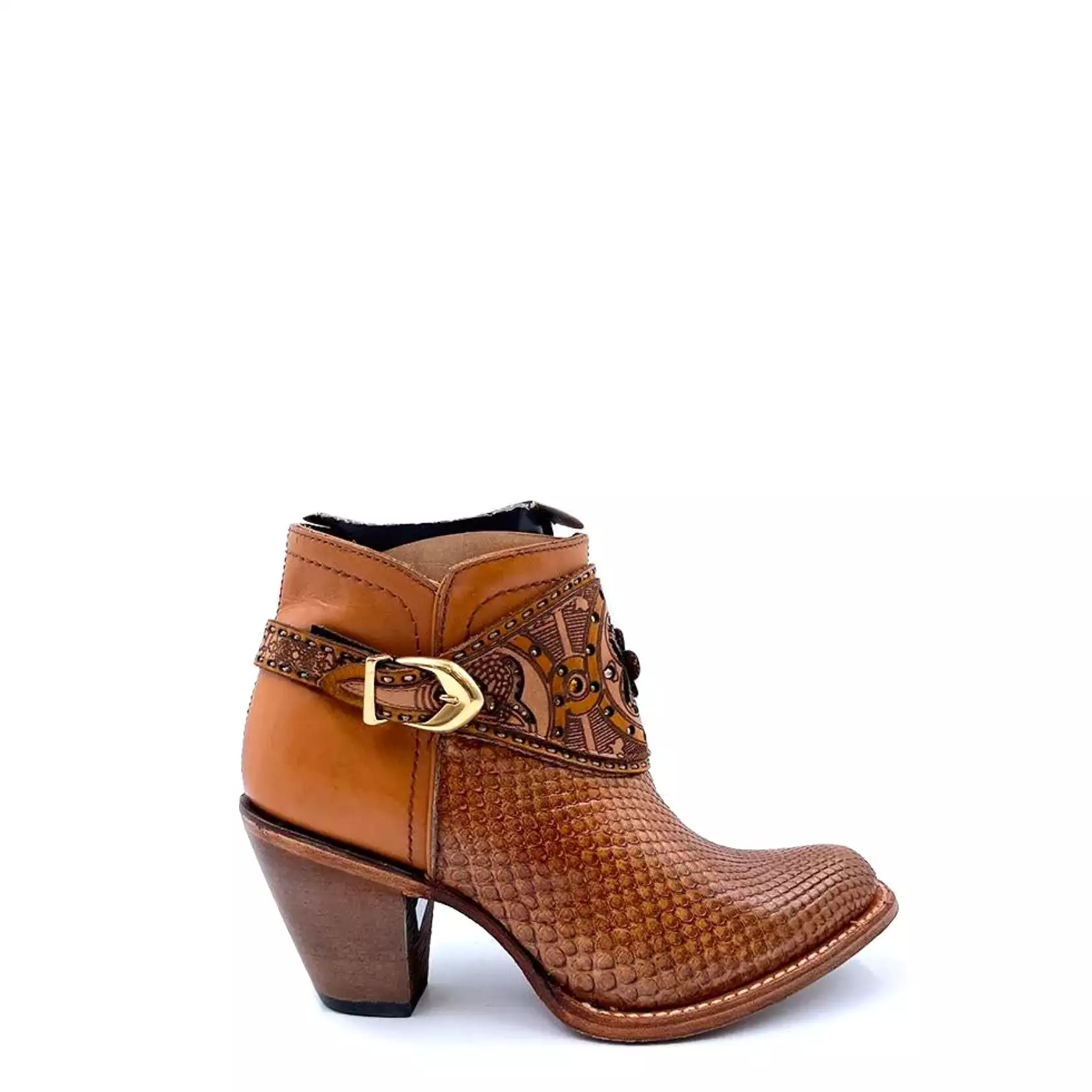 2Q02PH - Cuadra brown casual cowboy python ankle boots for women