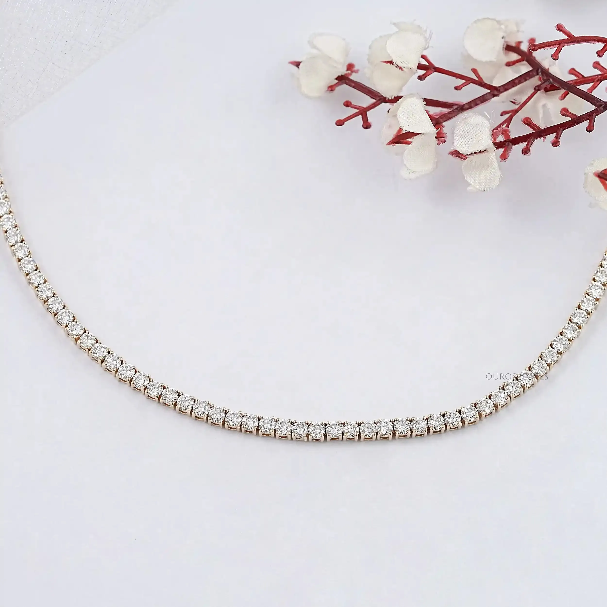 3.00 MM  Round Cut Lab Grown Diamond Stunning Necklace