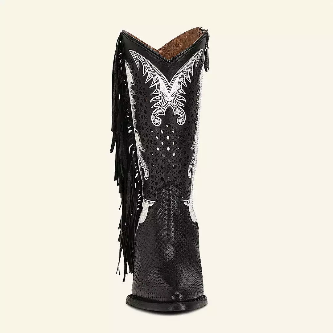 4Q09PH - Cuadra black western fashion python skin boots for women