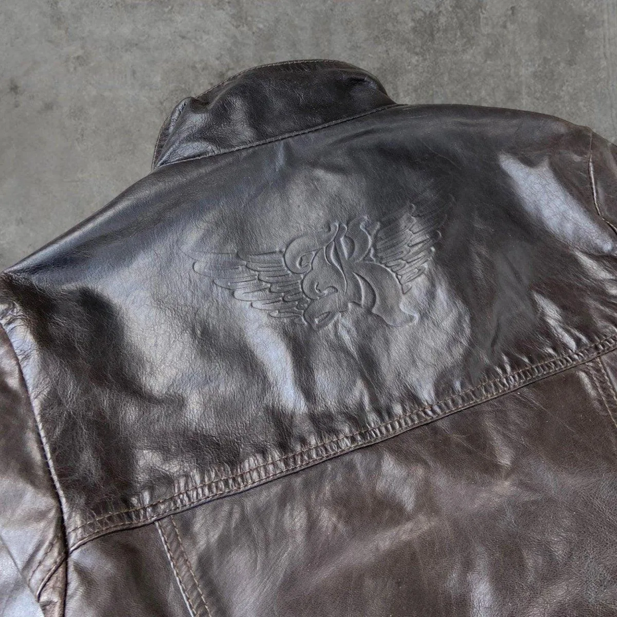 90'S BROWN LEATHER JACKET - M