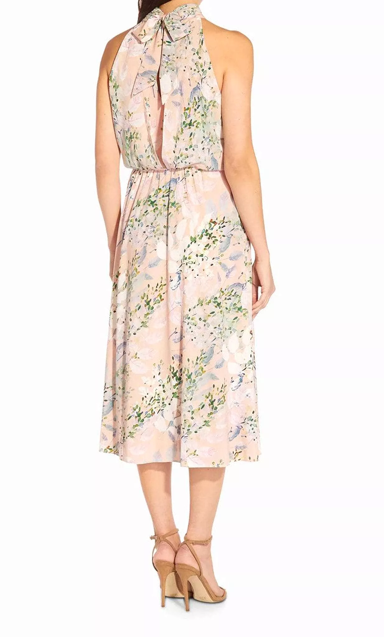 Adrianna Papell AP1D104505 - Floral A-line Tea-Length Dress