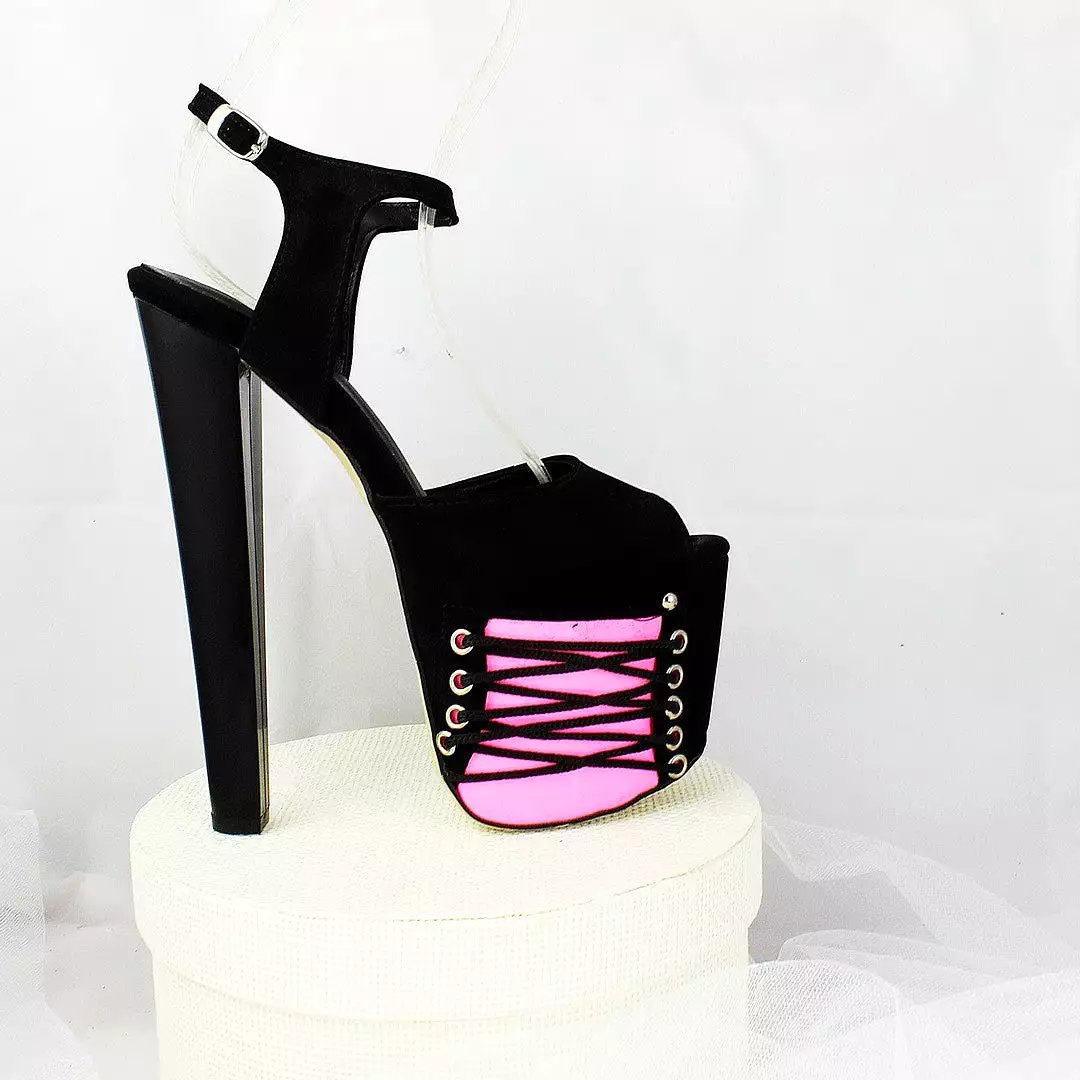 Black Pink Suede 19 cm Platform Heels