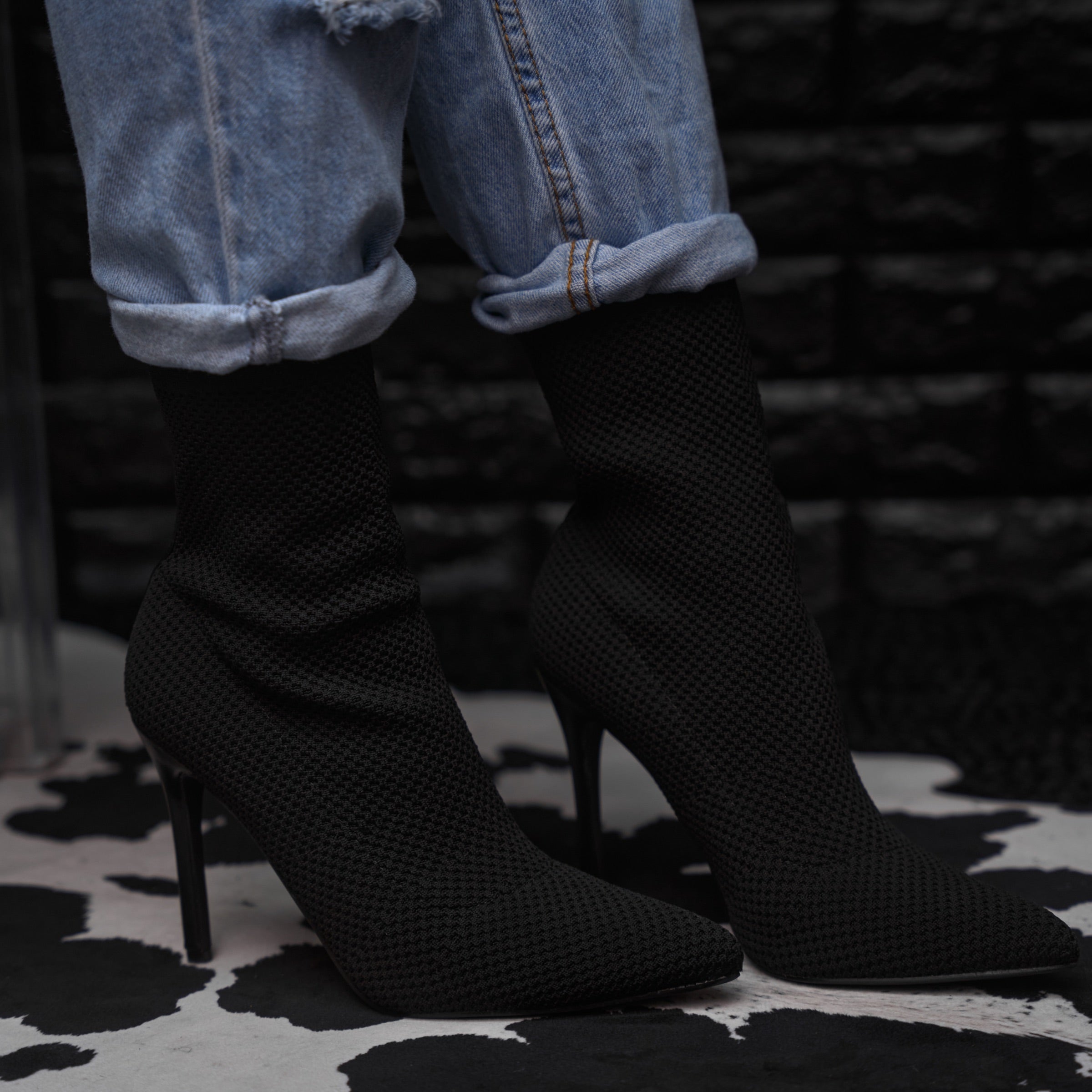 black woven bootie - sisa