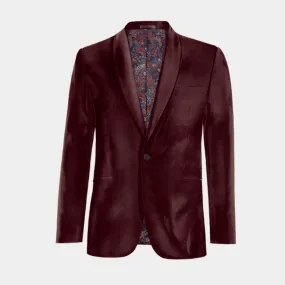  Blazer burdeos de terciopelo solapa redonda edición limitada de 1 botón