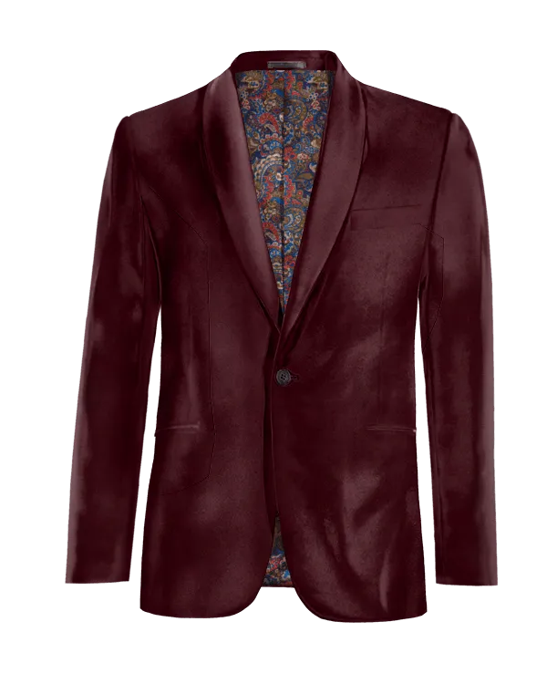  Blazer burdeos de terciopelo solapa redonda edición limitada de 1 botón