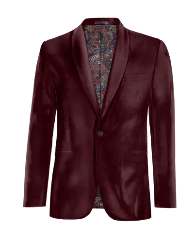  Blazer burdeos de terciopelo solapa redonda edición limitada de 1 botón