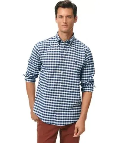 Brooks Brothers Men's Long Sleeve Non Iron Checkered Oxford Shirt