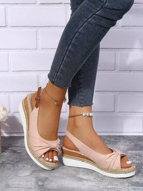 Casual Knot Wedges Sandals