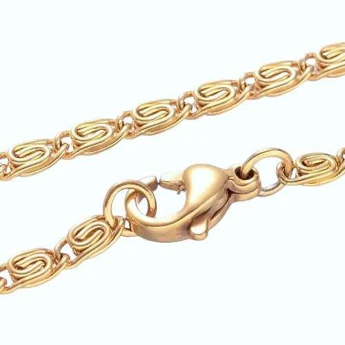 Chain Necklace, 304 Stainless Steel, Lumachina Chain Necklace, Gold Plated, 45cm