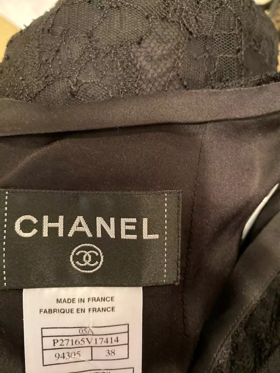 Chanel 05A, 2005 Fall Black Lace Dress/Skirt FR 38