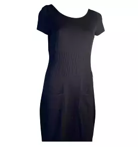 Chanel short sleeve black mid length dress FR 40