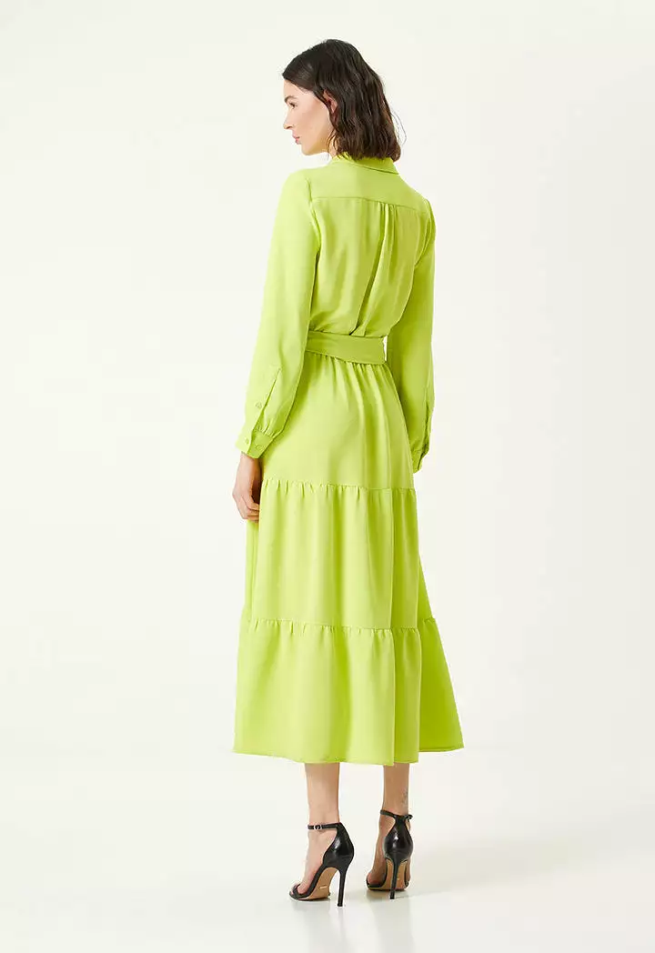 Collection Sash Detailed Midi Crepe Dress Green