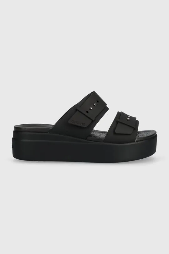 Crocs sliders Brooklyn Low Wedge Sandal women's black color 207431