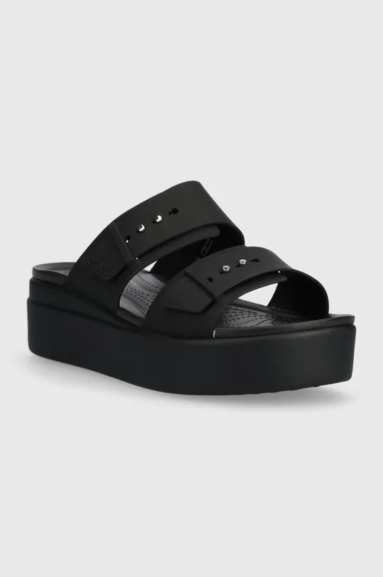 Crocs sliders Brooklyn Low Wedge Sandal women's black color 207431