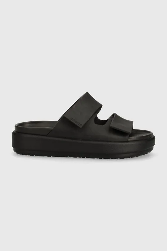 Crocs sliders Brooklyn Luxe Sandal women's black color 209586.060