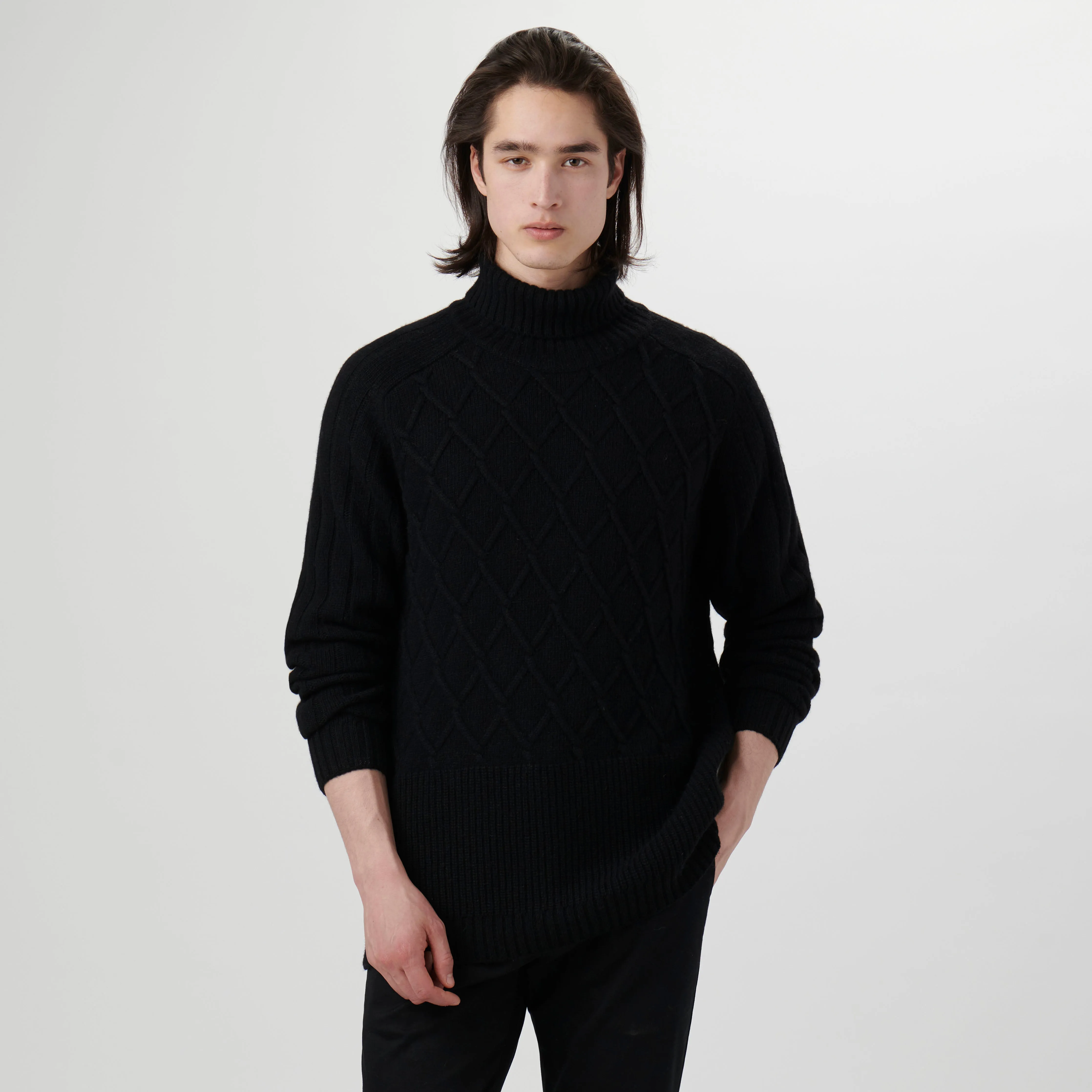 Diamond Stitch Turtleneck Sweater