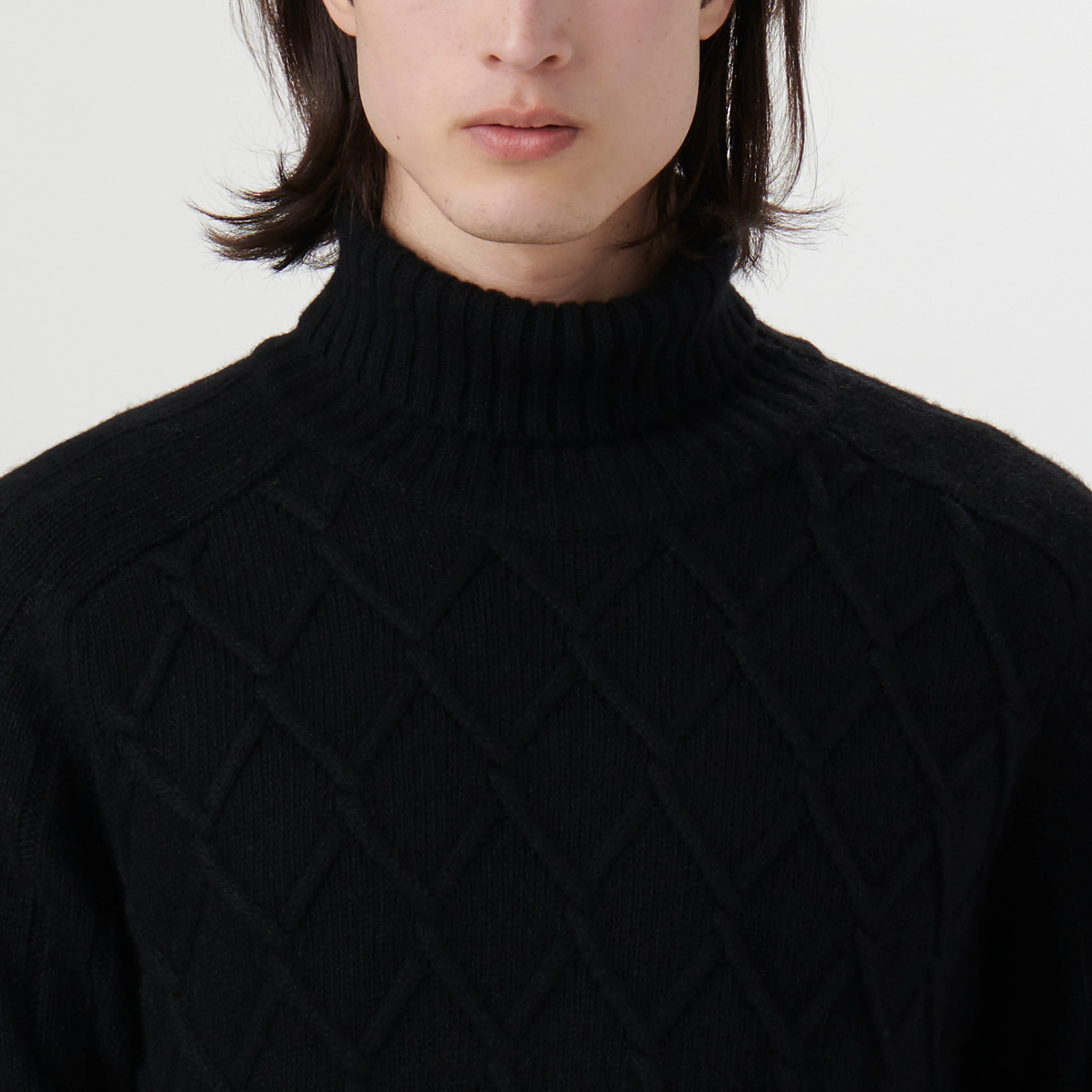 Diamond Stitch Turtleneck Sweater