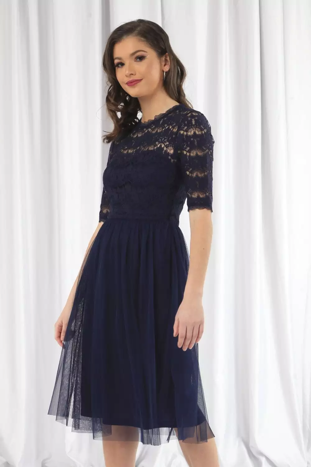 Double Second Lace Dress With Tulle Skirt