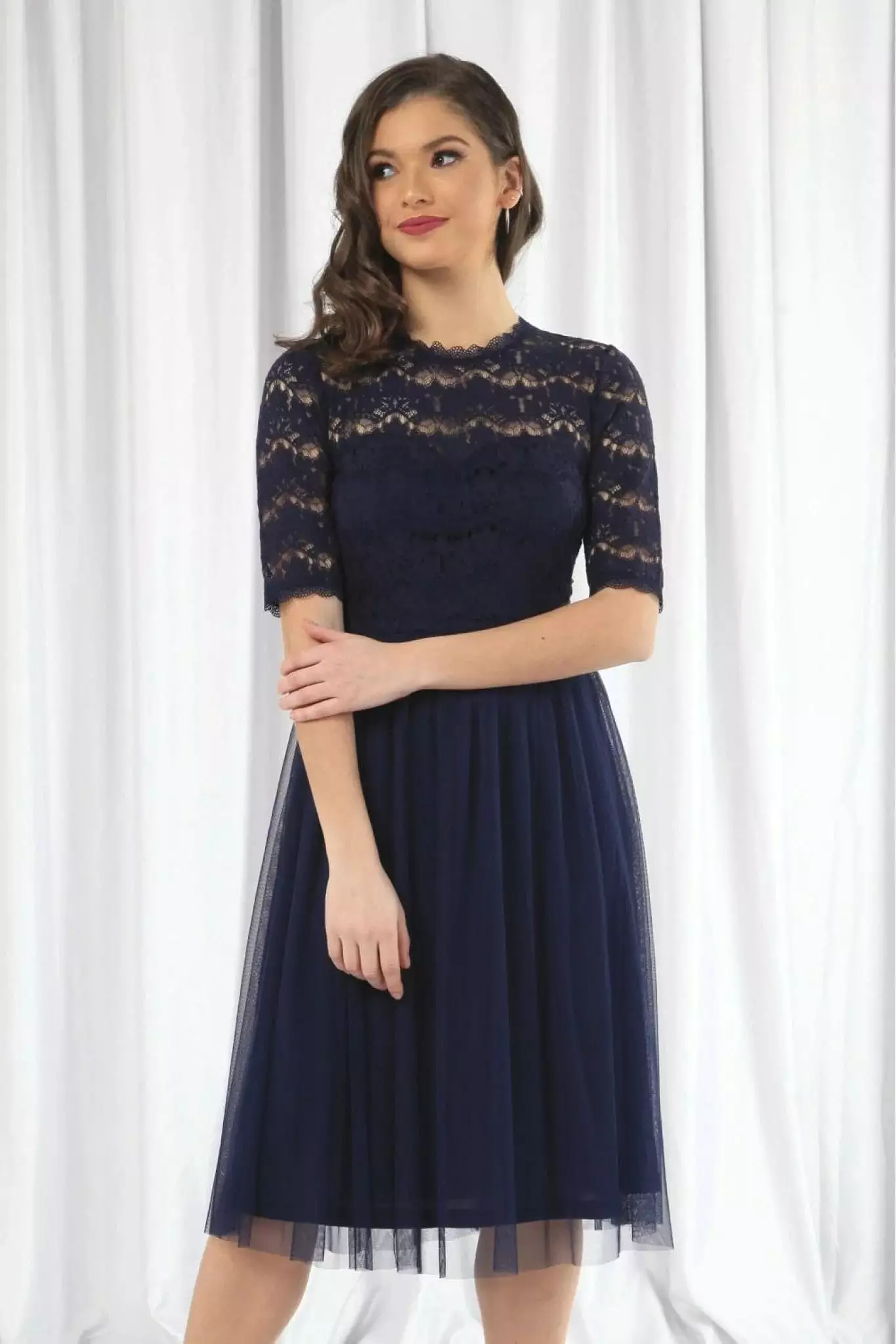 Double Second Lace Dress With Tulle Skirt