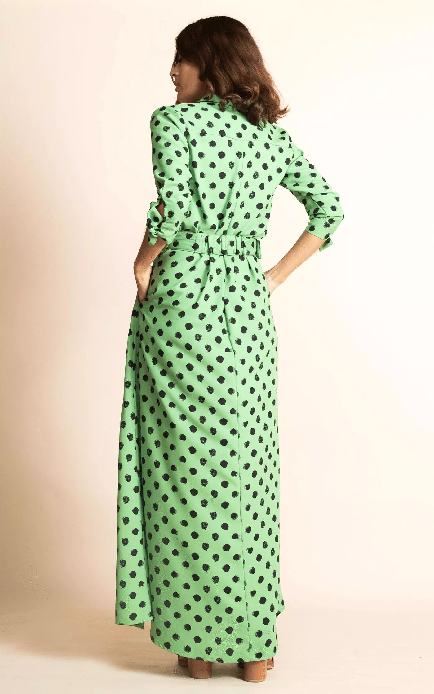 Dove Dress Green Dotty