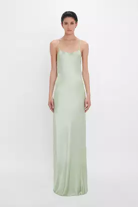 Exclusive Low Back Cami Floor-Length Dress In Jade