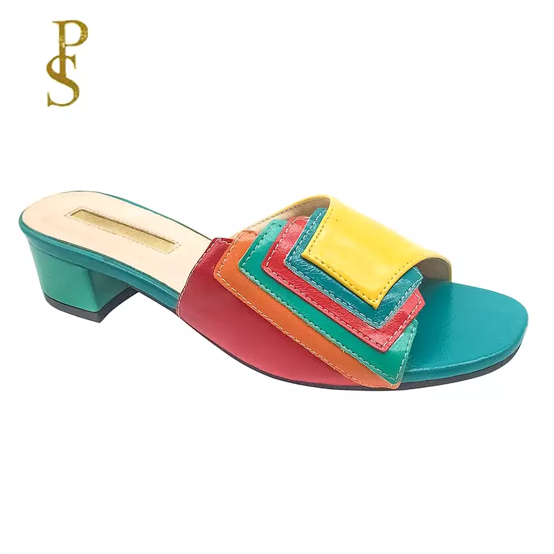 Fashionable and Delicate Patchwork Multi Color Ladies'Slippers Women's Slippers Nigeria Style Women Shoe