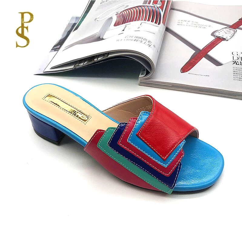 Fashionable and Delicate Patchwork Multi Color Ladies'Slippers Women's Slippers Nigeria Style Women Shoe