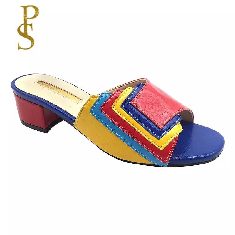 Fashionable and Delicate Patchwork Multi Color Ladies'Slippers Women's Slippers Nigeria Style Women Shoe