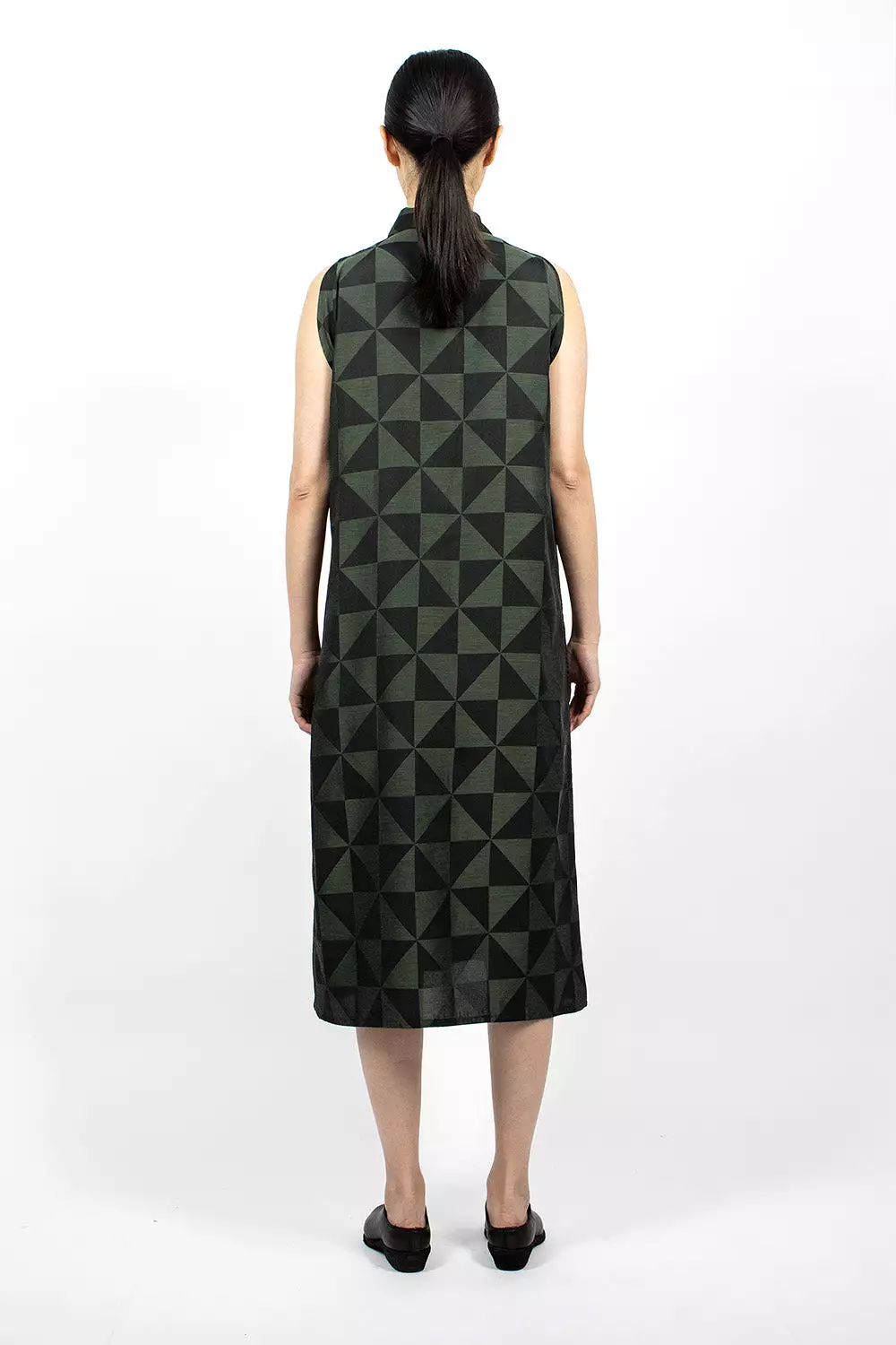 French Sleeve Dress Green/Windmill Jacquard