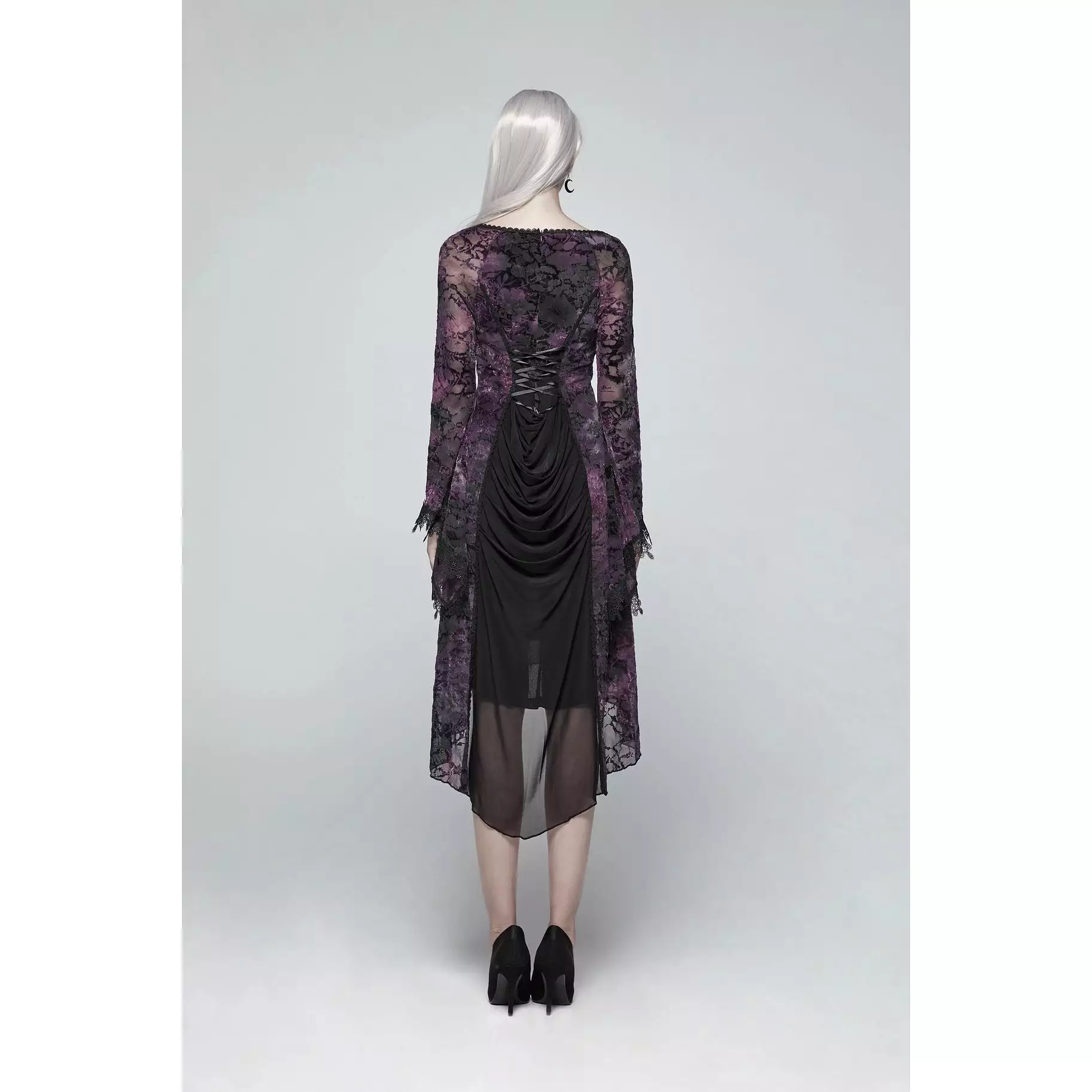 Gothic Goddess Classical Mid-Length Dress - Black/Purple