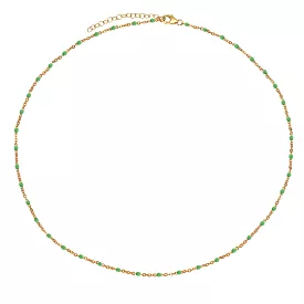 Green Enamel Bead Necklace