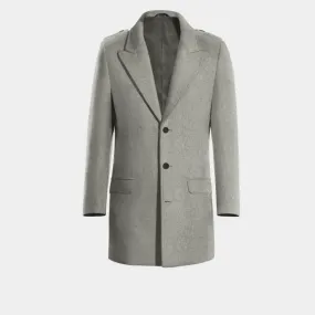 Grey Peak Lapel Chesterfield Coat with epaulettes