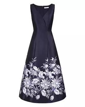 Hattie Tea Length Dress (Dark Navy)