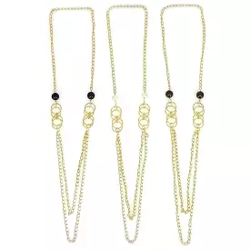 Long Gold Double Chain and Bead Necklace