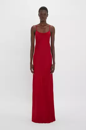 Low Back Cami Floor-Length Dress In Poppy Red