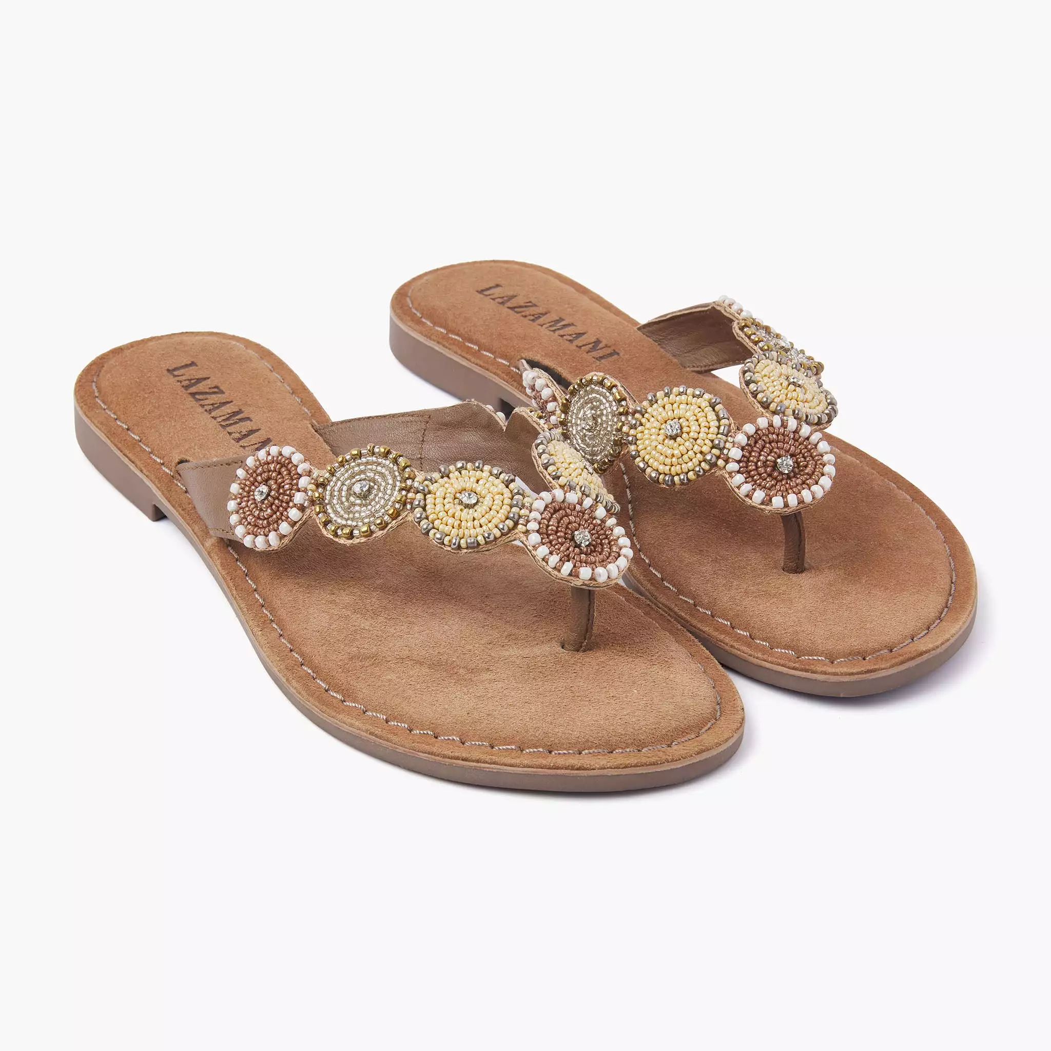 Luna Leren Dames Slippers Beige