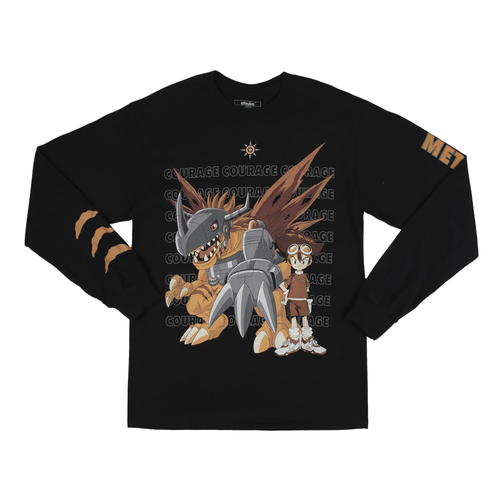 Metalgreymon and Tai Courage Black Long Sleeve