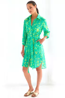 Natalie Shirt Dress Green Citrus Meadow Print