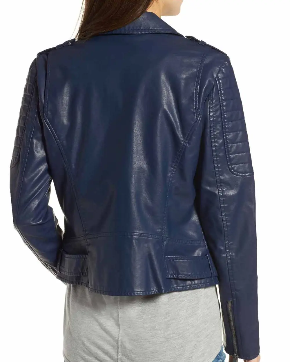 Navy Blue Biker Womens Leather Jacket - William Jacket