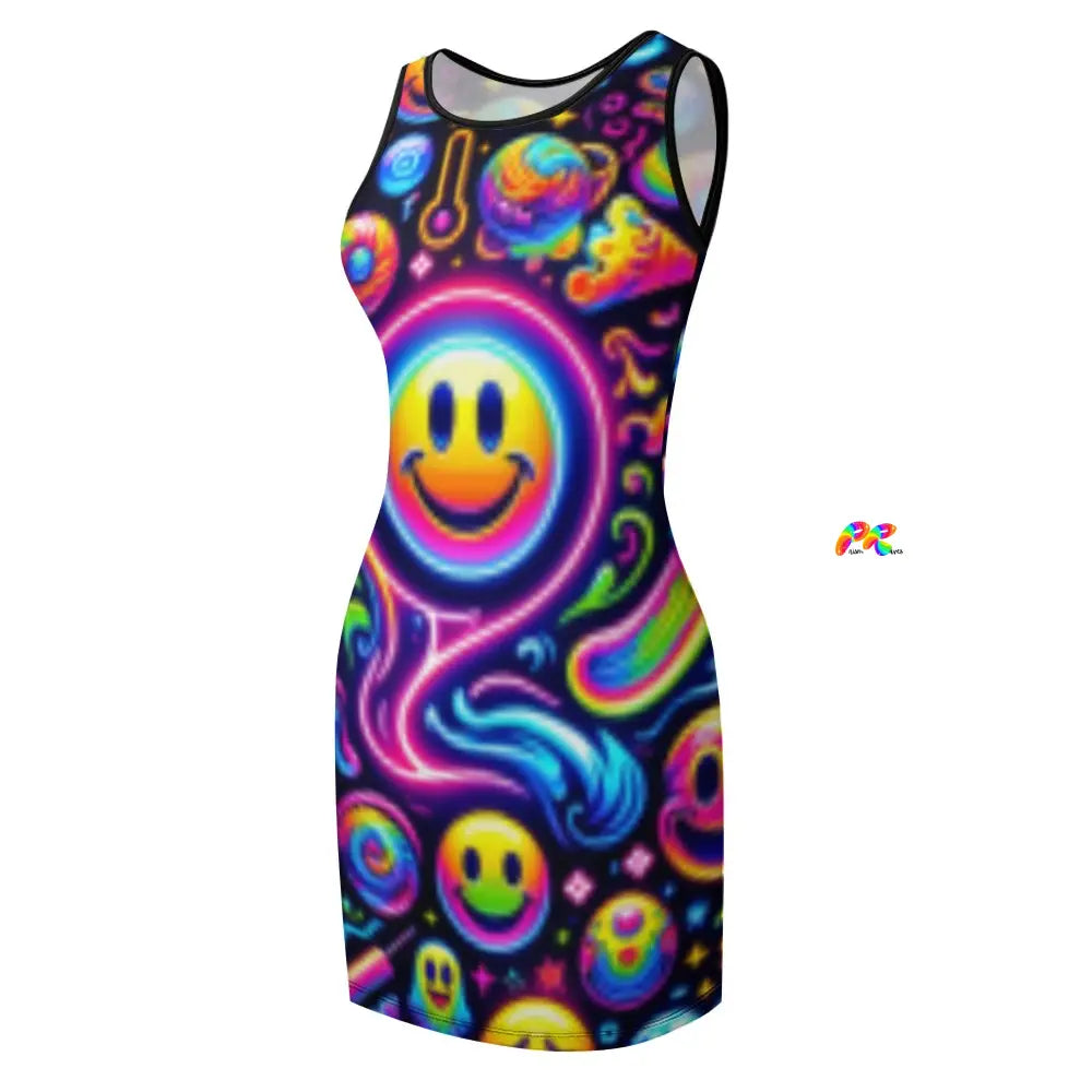 Neon Drip Rave Tank Dress