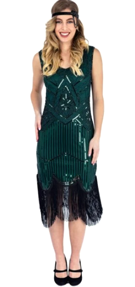 Norma 1920s Flapper Dress Green