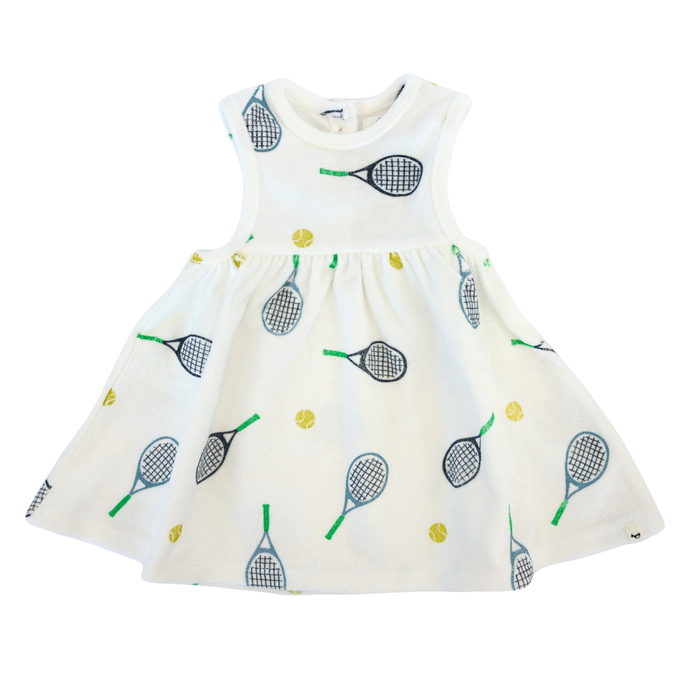 oh baby! Cotton Terry Tank Dress - Tennis Print - Snow