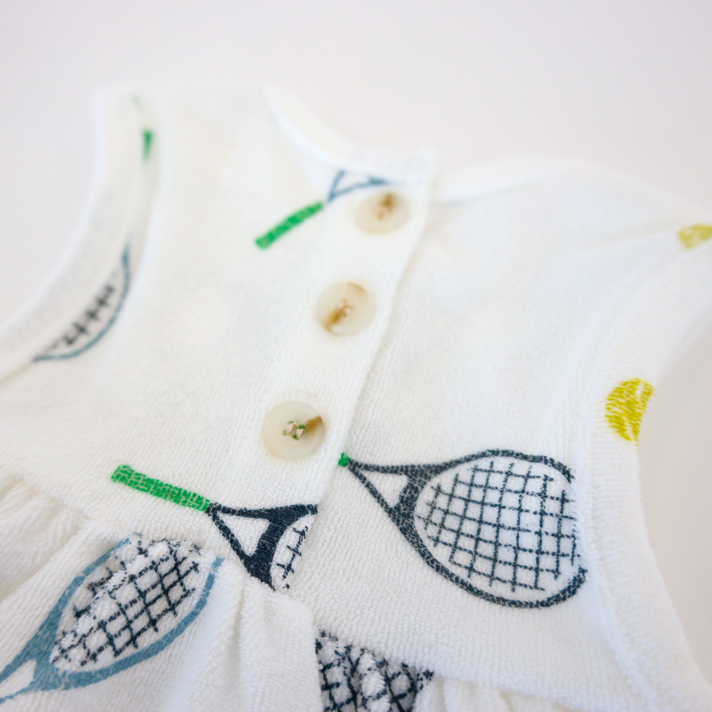 oh baby! Cotton Terry Tank Dress - Tennis Print - Snow