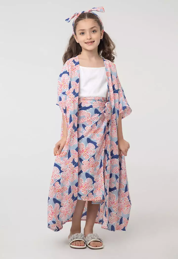 Printed Dress Set With Attachable Fringes