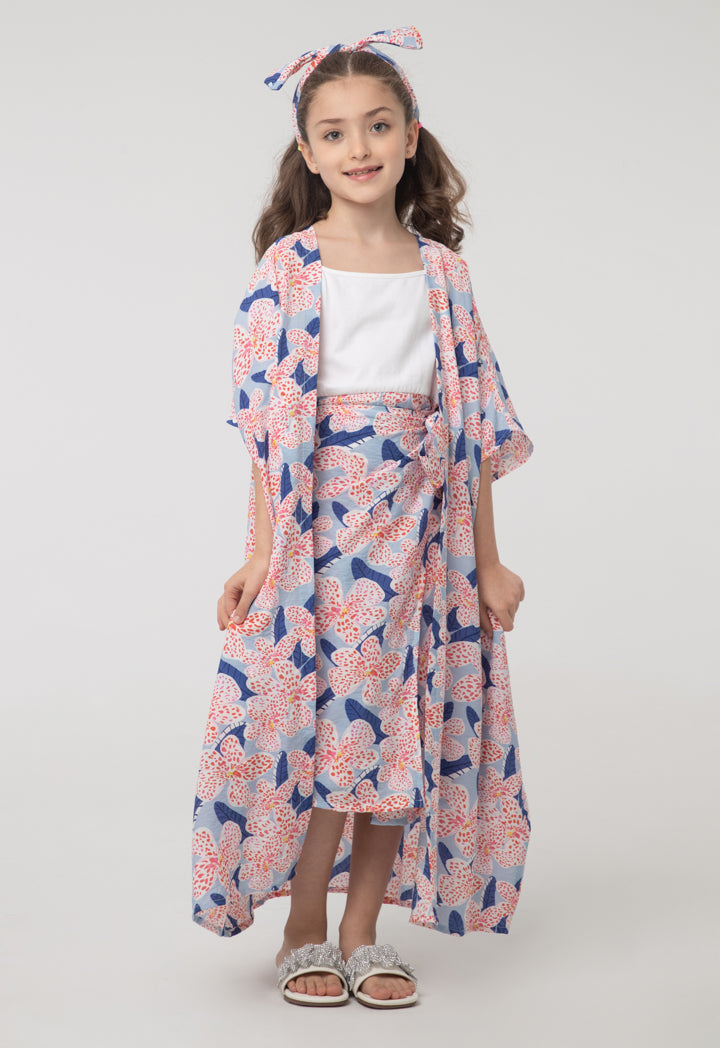 Printed Dress Set With Attachable Fringes