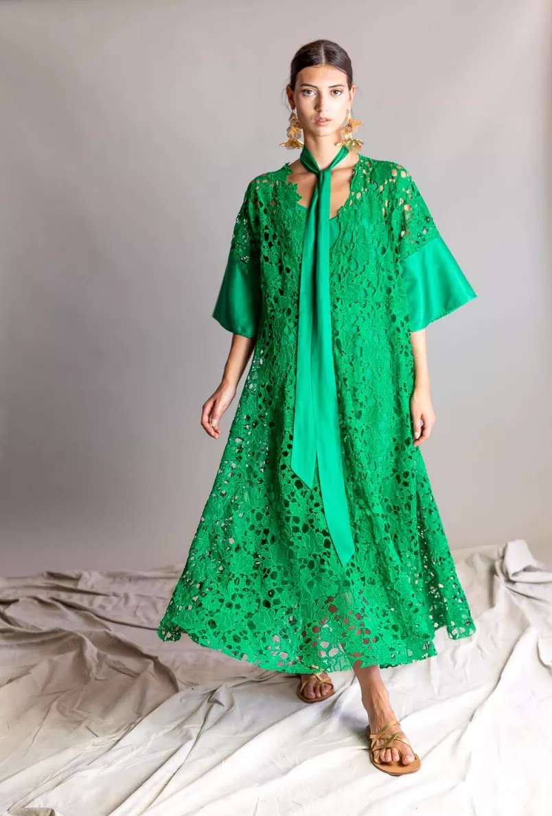 Psophía Lace Green Dress 1758