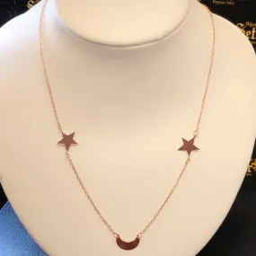 Rose gold moon & stars necklace WC181