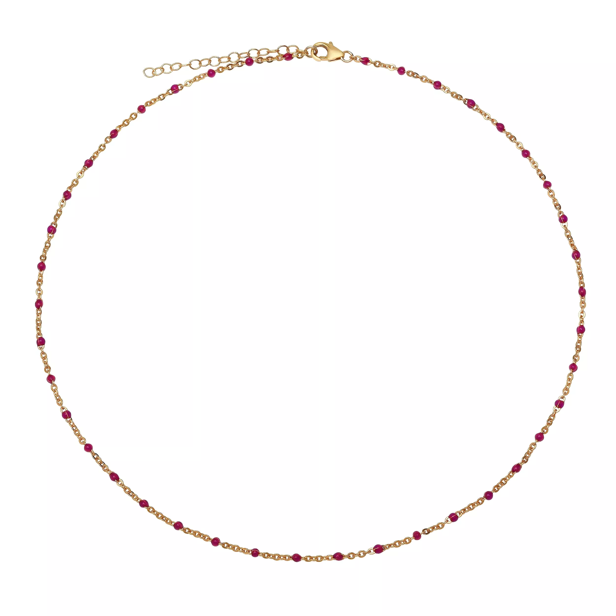 Ruby Red Enamel Bead Necklace