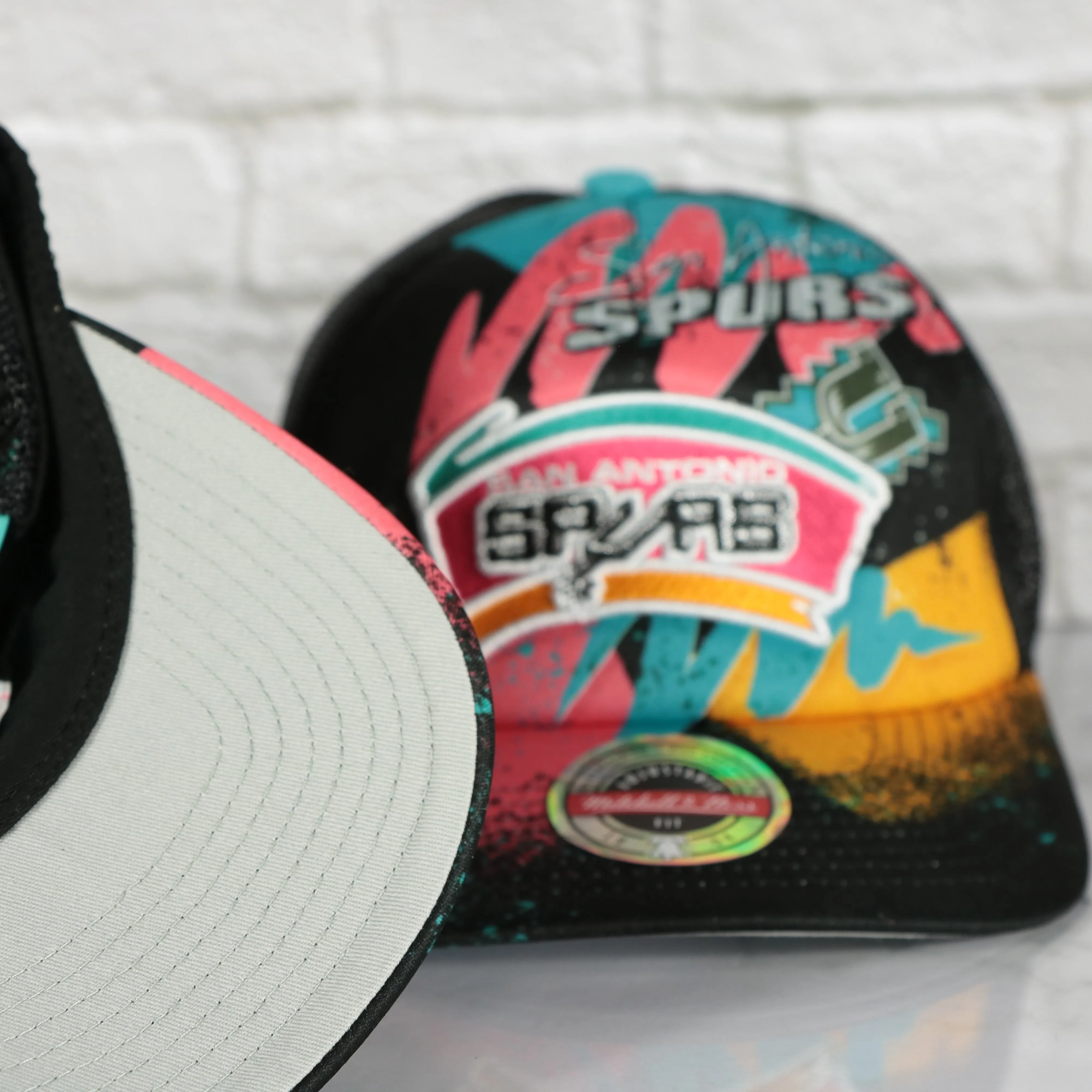 San Antonio Spurs NBA Hyper 90s Inspired Mitchell and Ness Trucker Snapback Hat